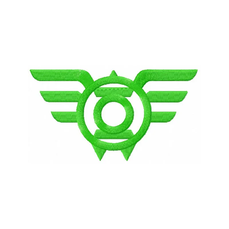 Green Lantern Wings logo embroidery design featuring intricate stitching patterns for creative projects.
