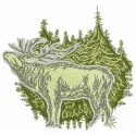 Deer in forest embroidery design showcasing a charming woodland scene for creative stitching projects.
