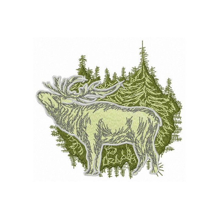 Deer in forest embroidery design - Embroidery Design