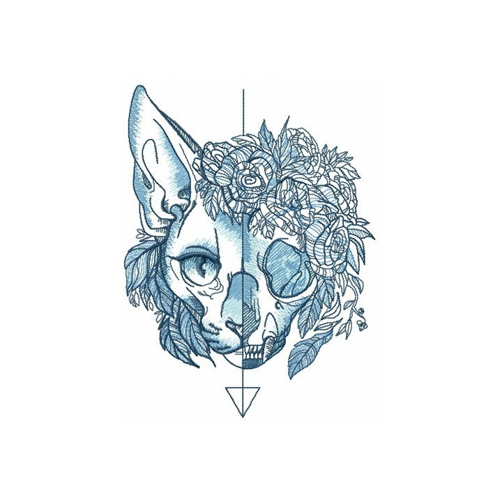 Dead and alive cat embroidery design - Embroidery Design