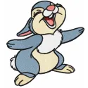 Thumper happy 2 embroidery design featuring a cheerful rabbit from Bambi, ideal for stitching on apparel and accessories.