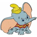 Dumbo playing embroidery design featuring the beloved character in a whimsical pose, perfect for stitching on various items.