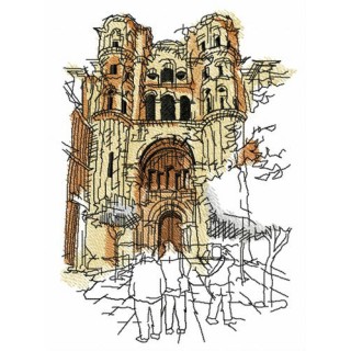 Ruined cathedral embroidery design - Embroidery Design