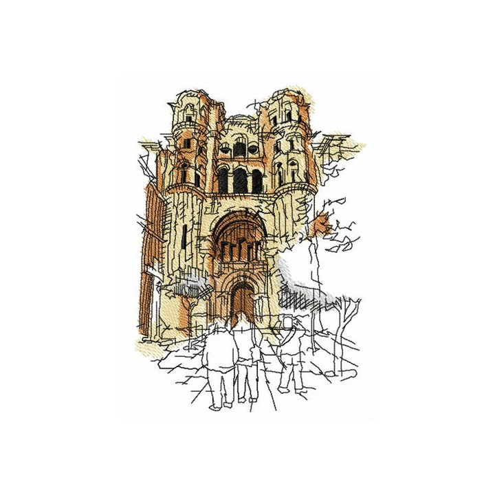 Ruined cathedral embroidery design - Embroidery Design