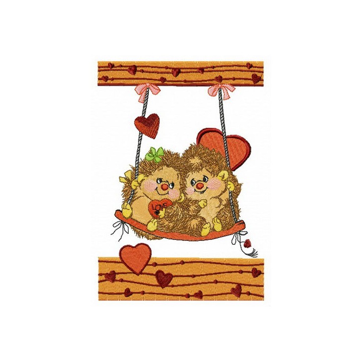 Hedgehog's date embroidery design - Embroidery Design