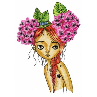 Teen with lilac embroidery design - Embroidery Design