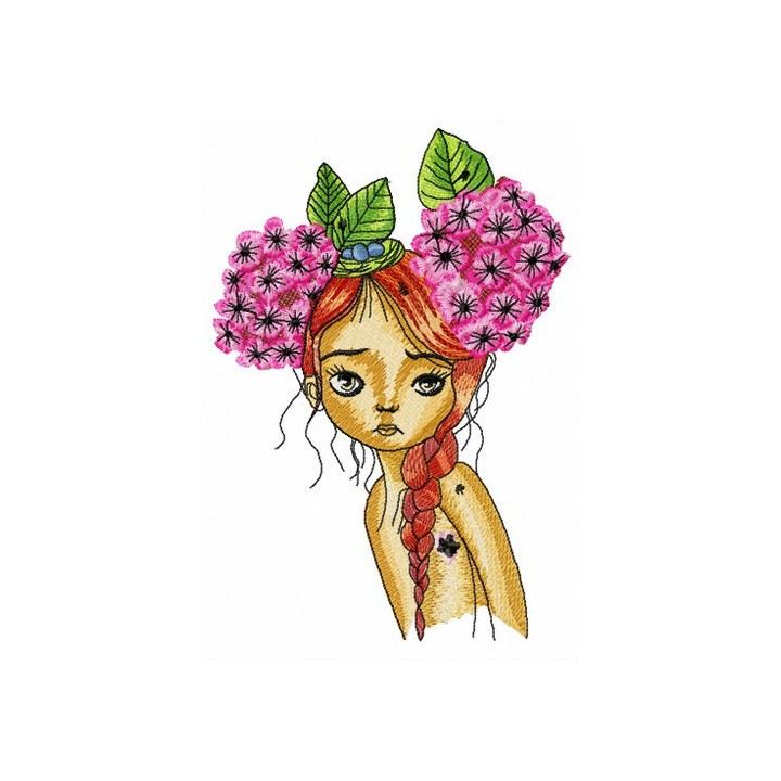 Teen with lilac embroidery design - Embroidery Design