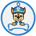 Chase badge embroidery design from Paw Patrol featuring a playful police badge motif for creative stitching projects.