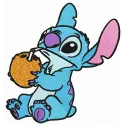 Stitch with coconut embroidery design featuring Lilo and Stitch, perfect for embellishing t-shirts or tote bags.