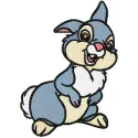 Thumper embroidery design showcasing a playful rabbit from Bambi, ideal for stitching on t-shirts or tote bags.