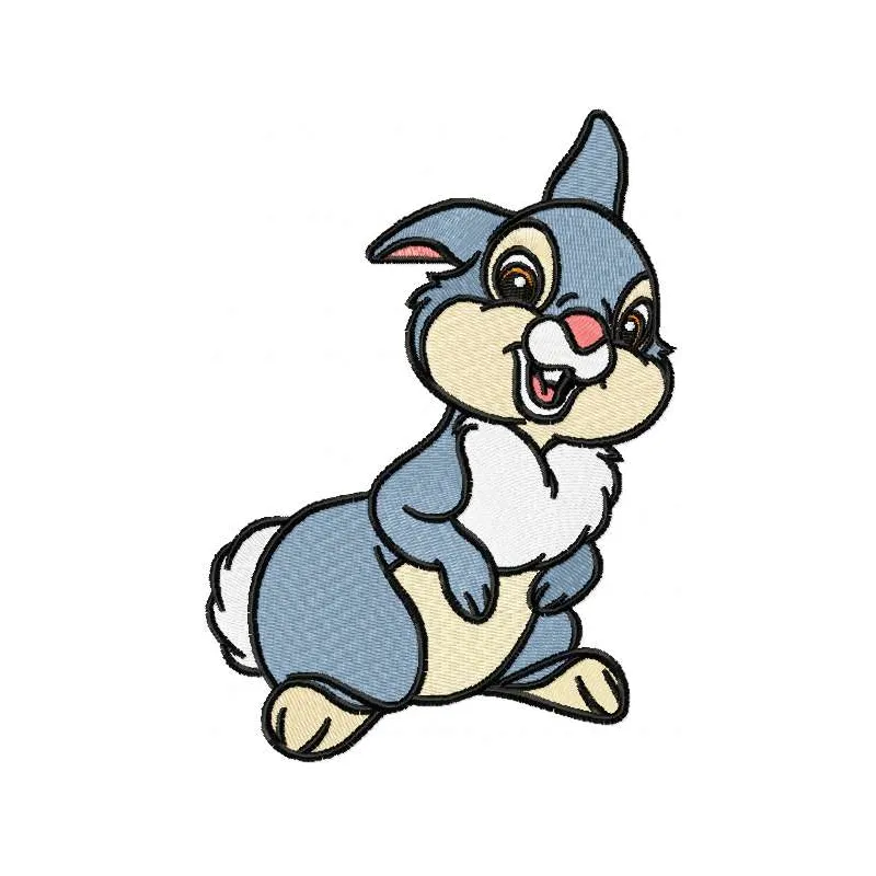 Thumper embroidery design showcasing a playful rabbit from Bambi, ideal for stitching on t-shirts or tote bags.