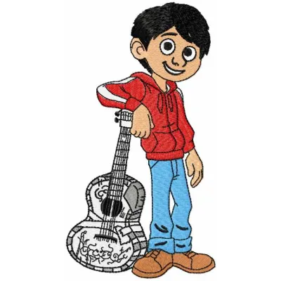 Miguel embroidery design featured in the Coco collection, showcasing a vibrant stitched motif for creative projects.