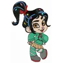 Vanellope dancing embroidery design from Wreck-It Ralph, showcasing a playful and vibrant stitched motif.