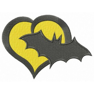 Batman's heart embroidery design - Embroidery Design