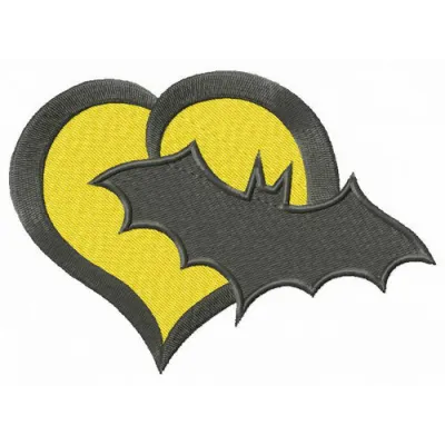 Preview of Batman's heart embroidery design featuring a bold and playful stitched motif.