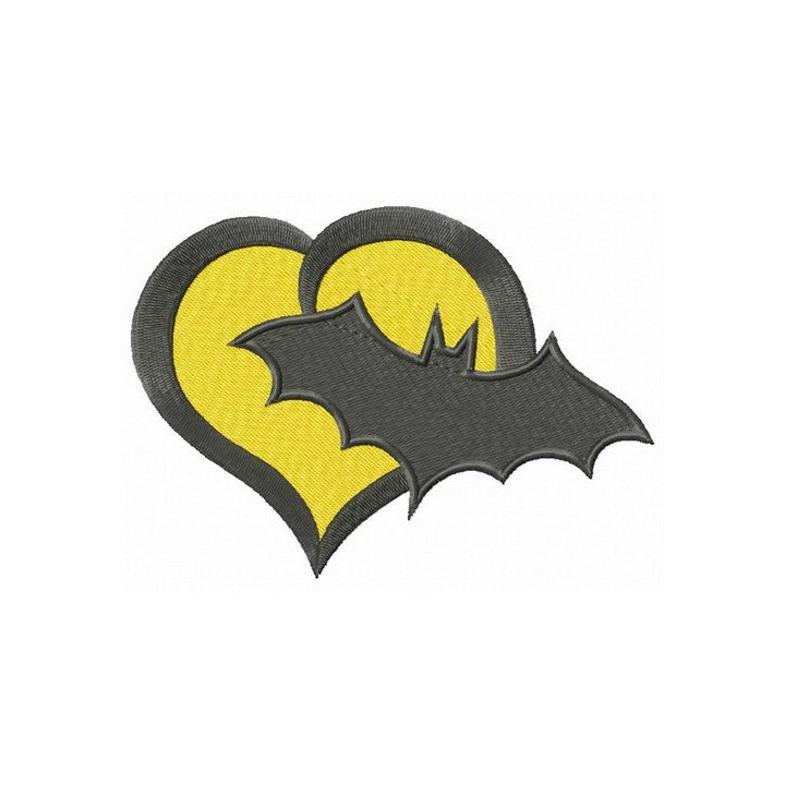 Batman's heart embroidery design - Embroidery Design