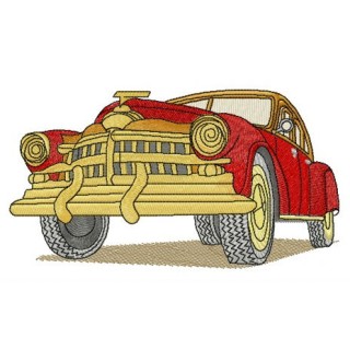 Red retro car embroidery design - Embroidery Design