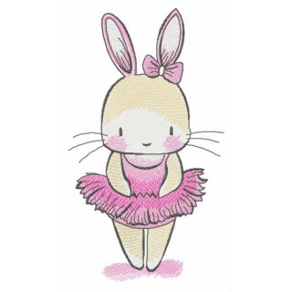 Tiny bunny ballerina embroidery design - Embroidery Design