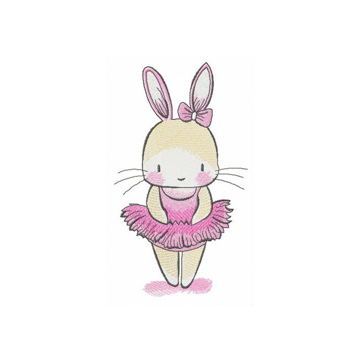 Tiny bunny ballerina embroidery design - Embroidery Design