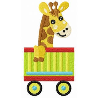 Giraffe in cart embroidery design - Embroidery Design