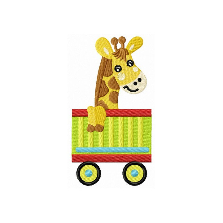 Giraffe in cart embroidery design - Embroidery Design