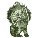 Wolf howl embroidery design featuring a majestic wolf silhouette and moon, ideal for creative projects.
