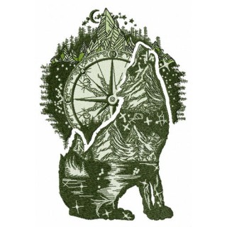 Wolf howl embroidery design - Embroidery Design