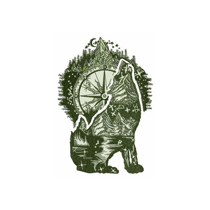 Wolf howl embroidery design - Embroidery Design