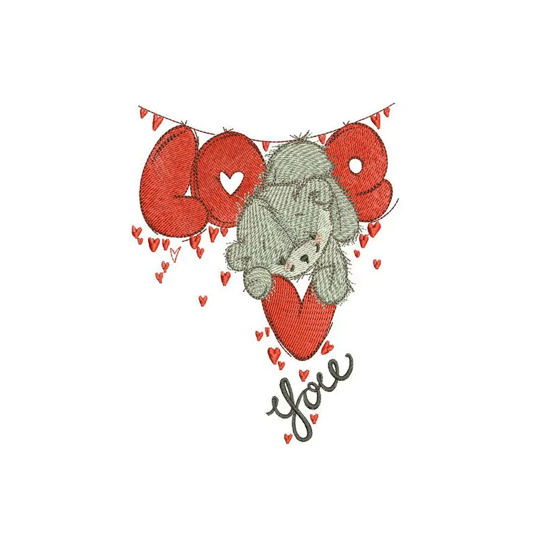 Garland with teddy bear embroidery design featuring cute teddy bears and decorative elements for creative projects.