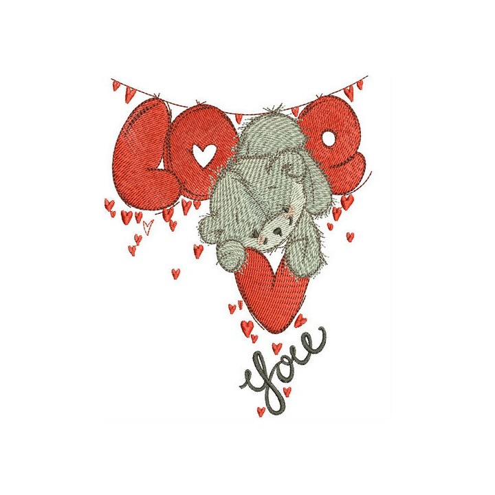 Garland with teddy bear embroidery design - Embroidery Design