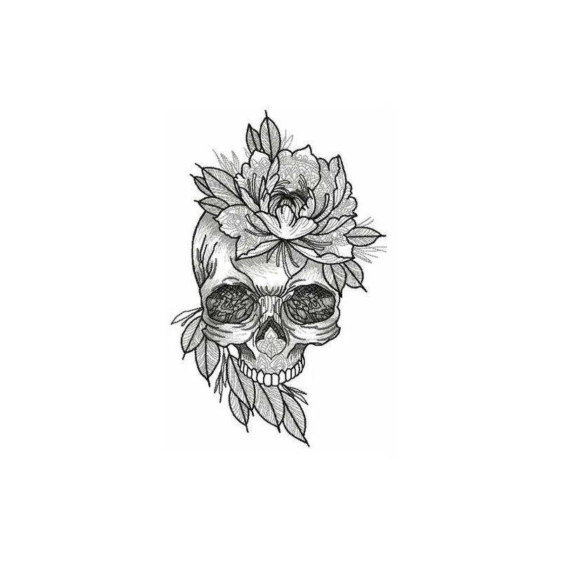 Aristocratic skull embroidery design showcasing intricate details for unique stitching projects.