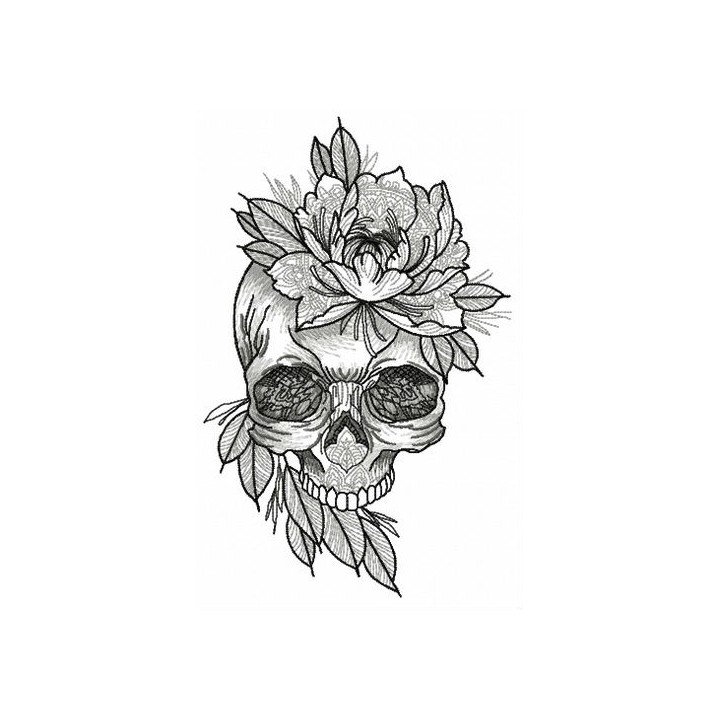Aristocratic skull embroidery design - Embroidery Design
