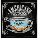 Americano recipe embroidery design featuring coffee ingredients, ideal for stitching on kitchen towels or aprons.