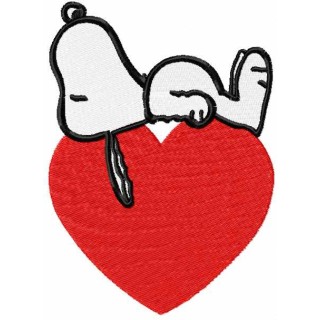 Sleeping Snoopy and heart embroidery design - Embroidery Design