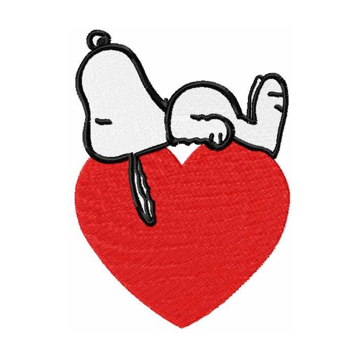 Sleeping Snoopy and heart embroidery design - Embroidery Design