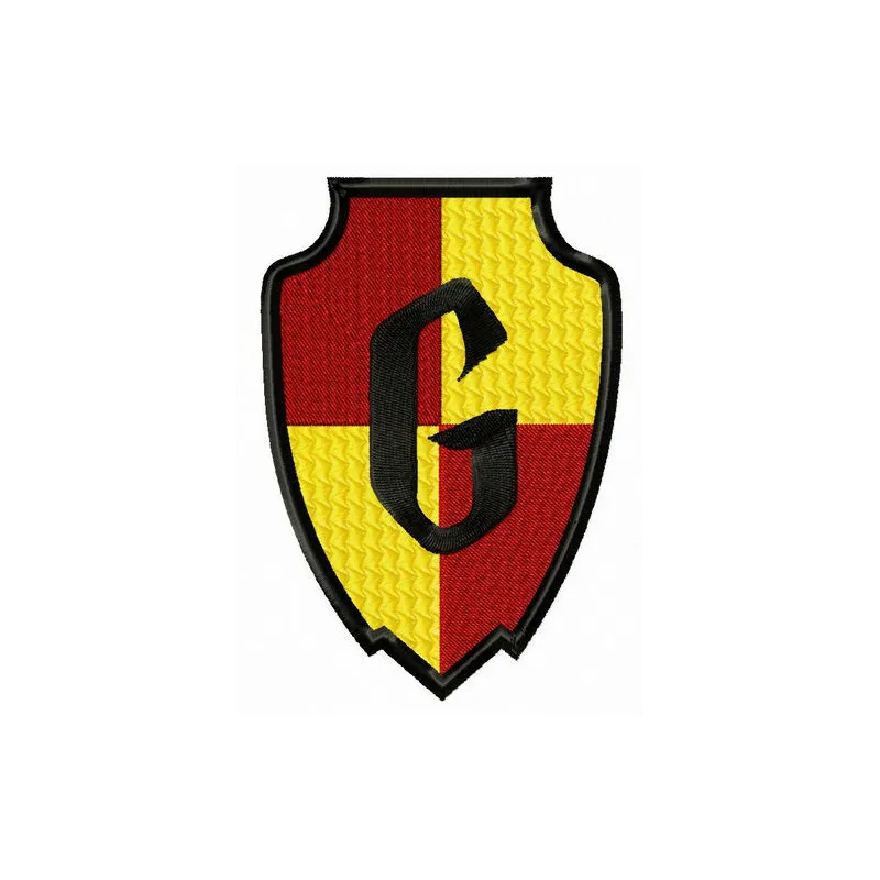 G magic badge embroidery design featuring a whimsical Harry Potter theme, perfect for stitching on caps or hoodies.