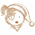 X-mas puppy embroidery design featuring a cute puppy in festive attire, perfect for holiday stitching projects.