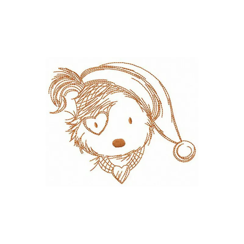X-mas puppy embroidery design featuring a cute puppy in festive attire, perfect for holiday stitching projects.