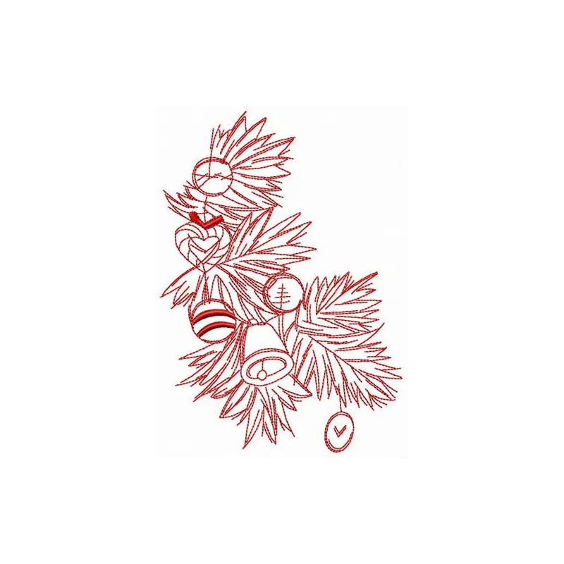 Branch of Christmas tree embroidery design showcasing festive stitching patterns for holiday projects.