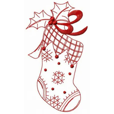 Preview of X-mas sock embroidery design featuring festive motifs for holiday stitching projects.