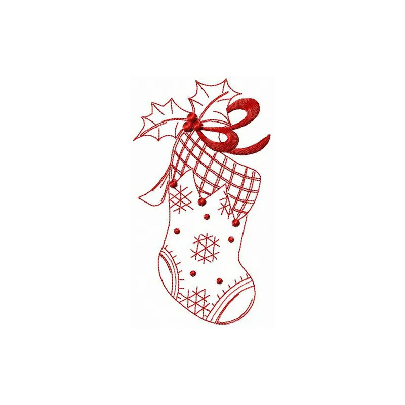 Preview of X-mas sock embroidery design featuring festive motifs for holiday stitching projects.