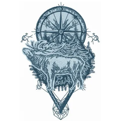 Preview of the Forester badge embroidery design featuring a woodland animal theme, ideal for stitching on caps or jackets.