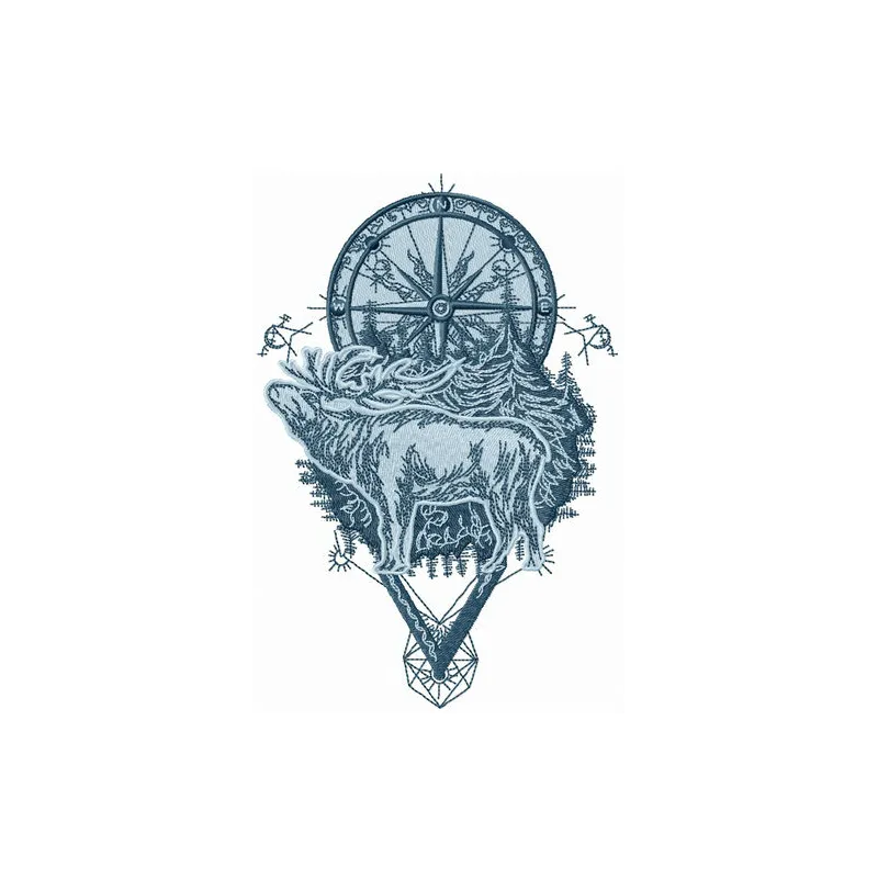 Preview of the Forester badge embroidery design featuring a woodland animal theme, ideal for stitching on caps or jackets.