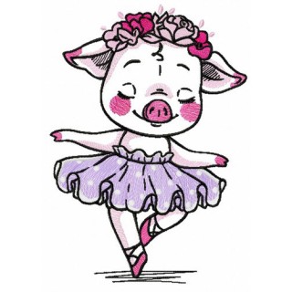 Piggy ballerina embroidery design - Embroidery Design