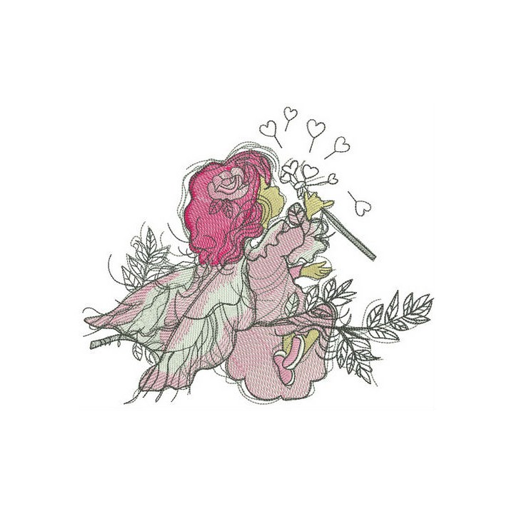 Tender fairy embroidery design - Embroidery Design