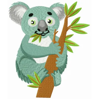 Koala embroidery design featuring a cute koala motif, ideal for embellishing apparel and home decor items.