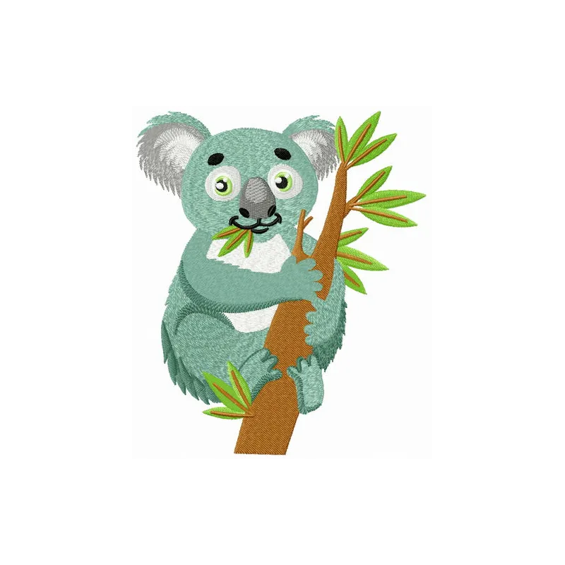 Koala embroidery design featuring a cute koala motif, ideal for embellishing apparel and home decor items.