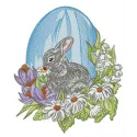 Gray Easter bunny embroidery design showcasing a charming stitched motif ideal for seasonal projects.