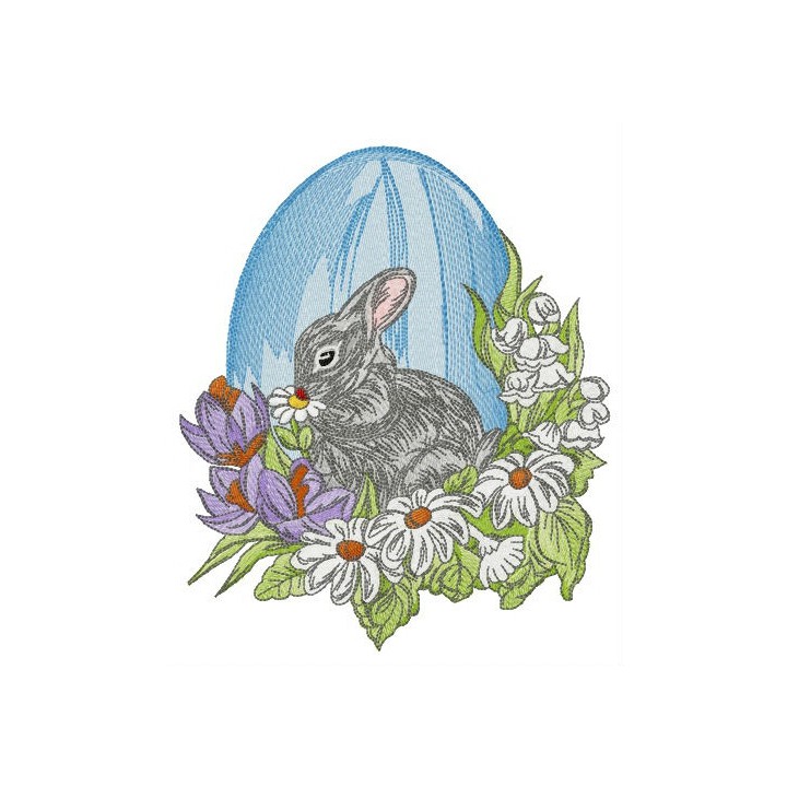 Gray Easter bunny embroidery design - Embroidery Design