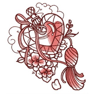 Heart-shaped vial embroidery design - Embroidery Design